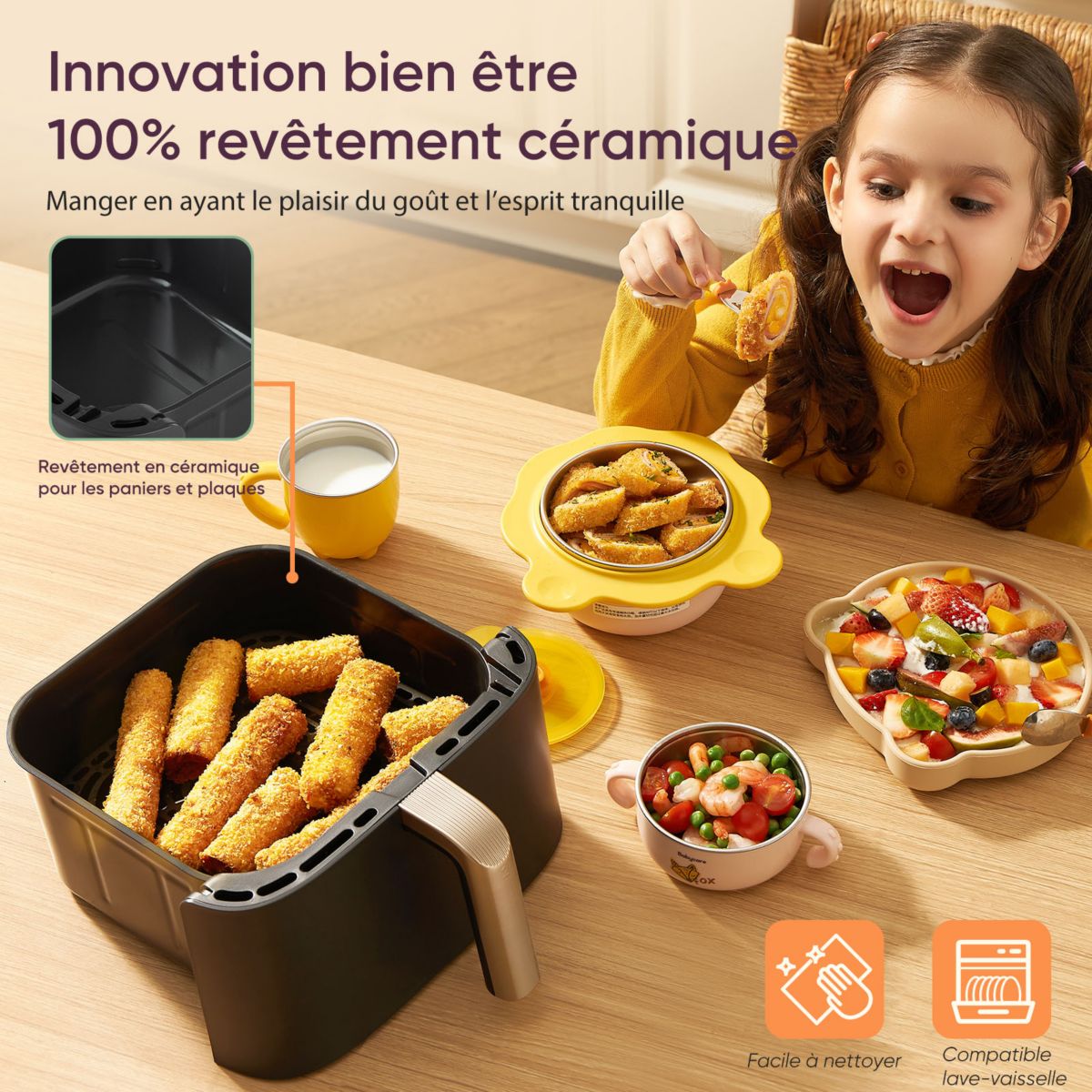 Friteuse sans huile KOSP0040EUN Turbo Tower Pro Smart, 10,8 L, panier céramique couleur unique, COSORI
