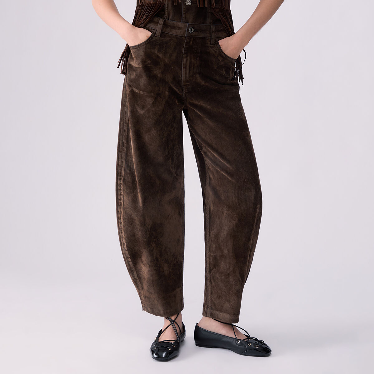 Pantalon ballon en velours denim bleu, LIU JO