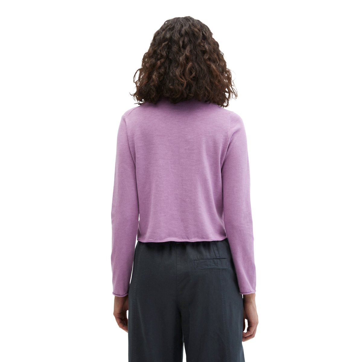 Slub-Cardigan regular en mélange coton organique-lin violet, MARC O'POLO