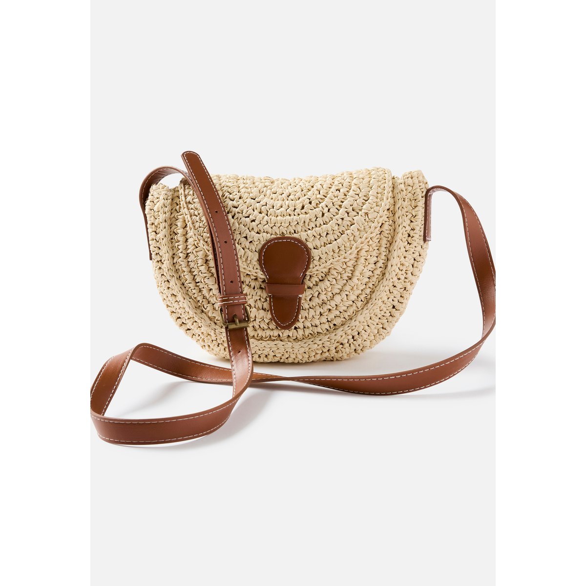 Sac besace tressé blanc cassé, DAMART