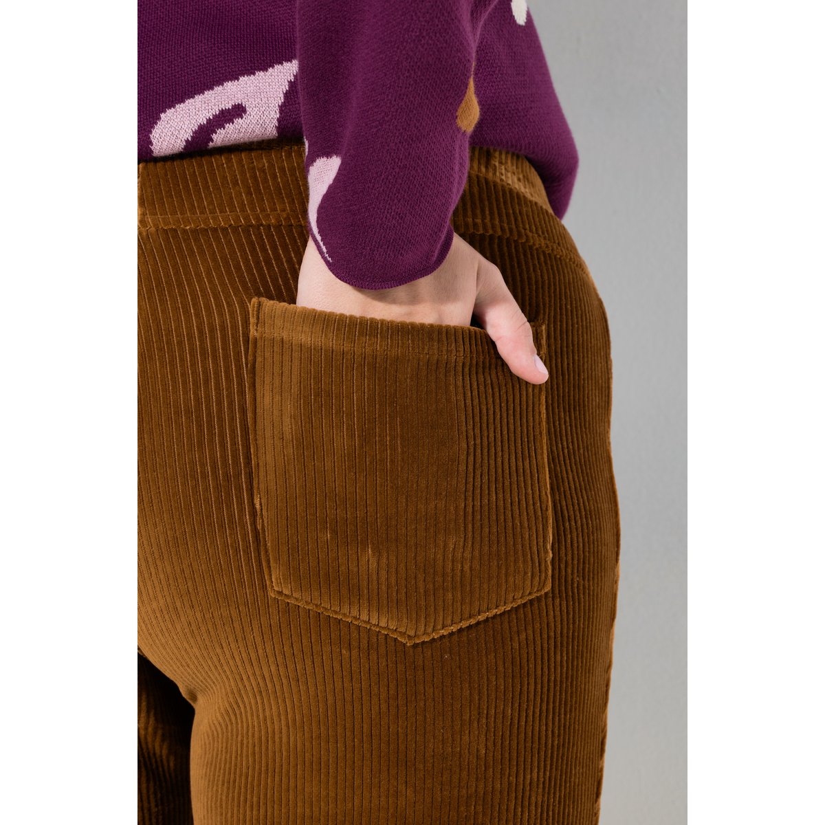 Pantalon à enfiler en velours côtelé cognac, ULLA POPKEN