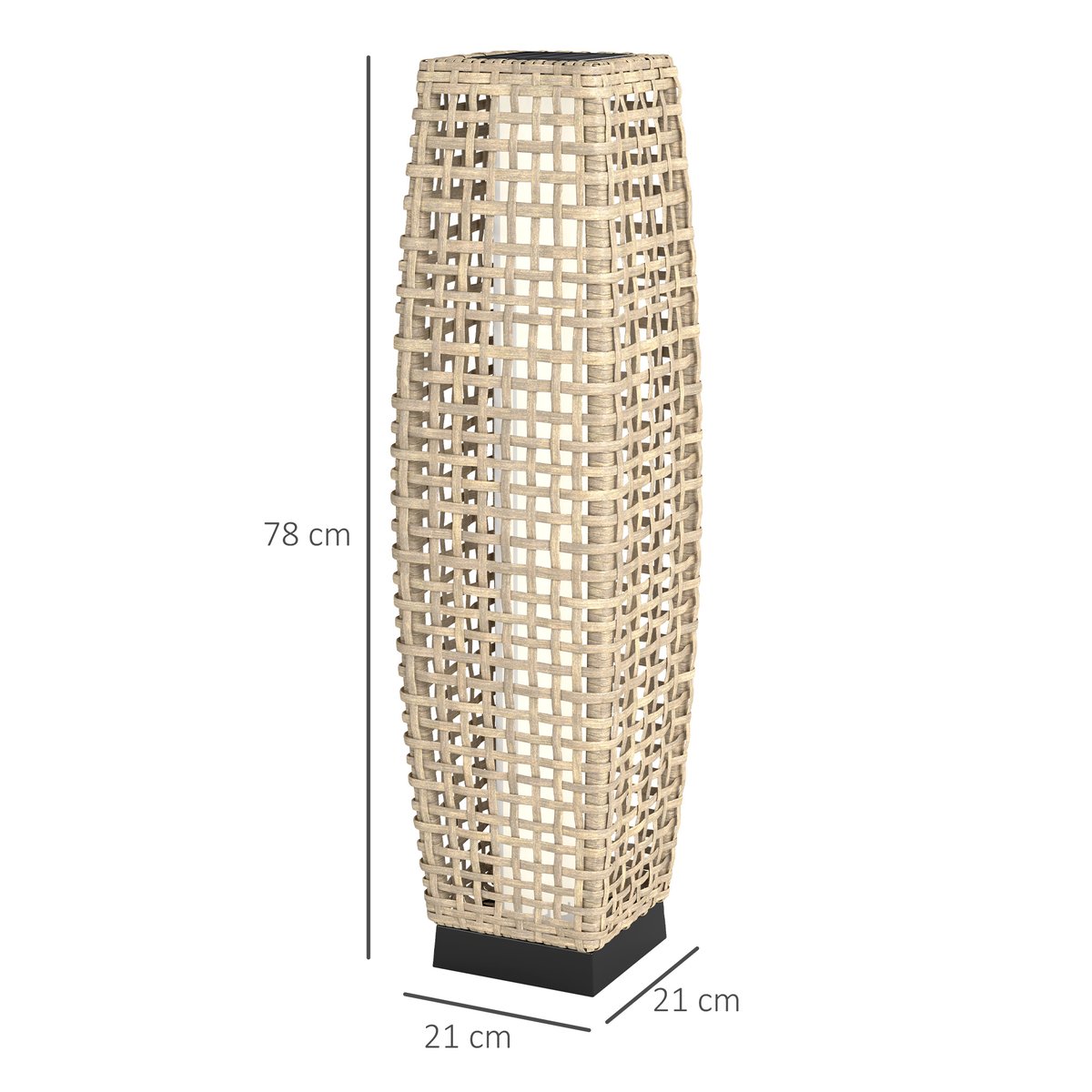 Lampadaire LED solaire de jardin style colonial résine filaire beige, OUTSUNNY