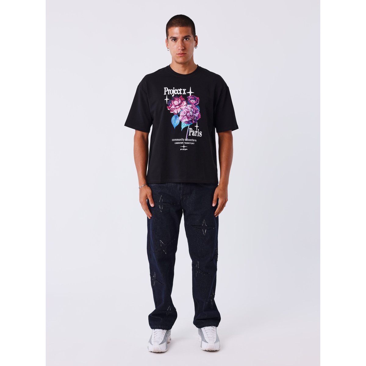T-shirt Flower Power noir, PROJECT X
