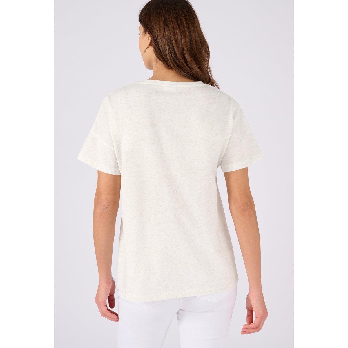 T-shirt motif placé fil brillant marron ivoire, DAMART