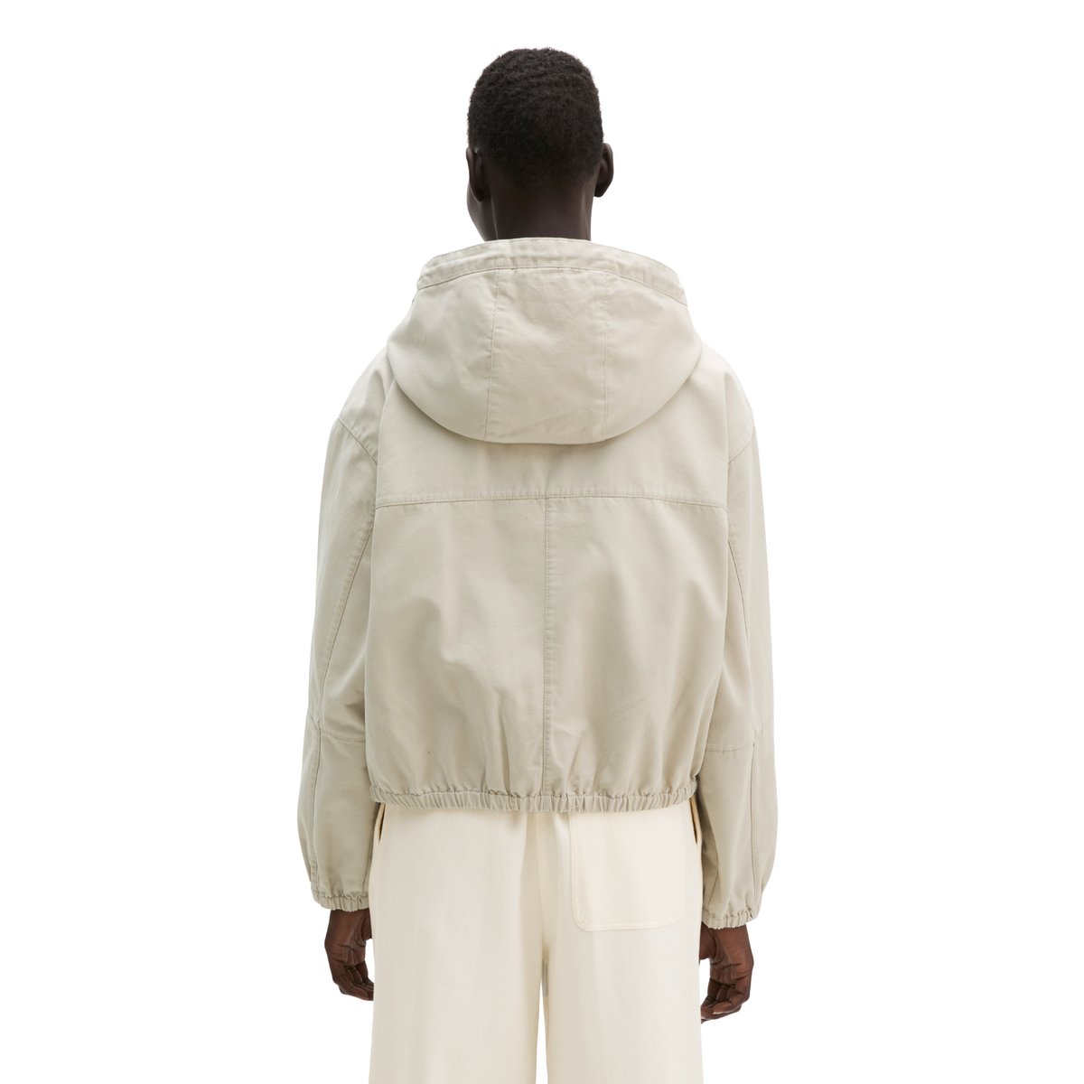 Veste outdoor avec capuche relaxed en toile de coton peignée beige, MARC O'POLO