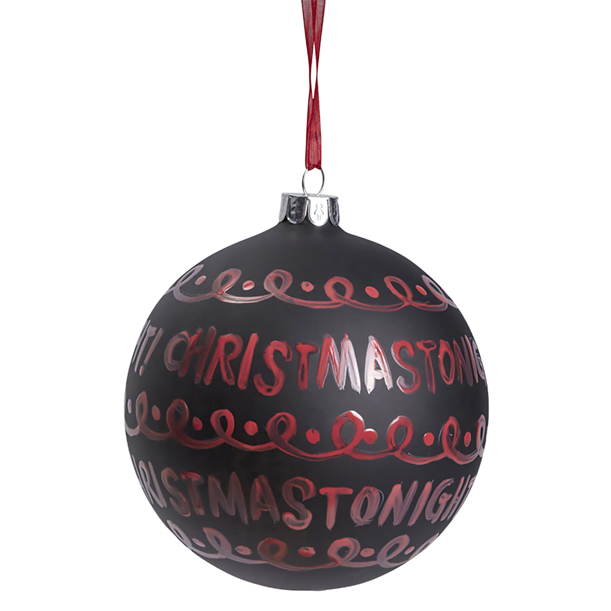 Boule de noël à écritures merry xmas en verre D10 rouge, SIA DECO