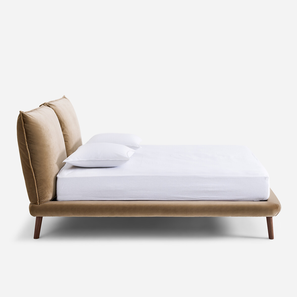 Fluwelen 2-persoons bed, Aurore, ontwerp Emmanuel Gallina zeemvel, AM.PM X EMMANUEL GALLINA
