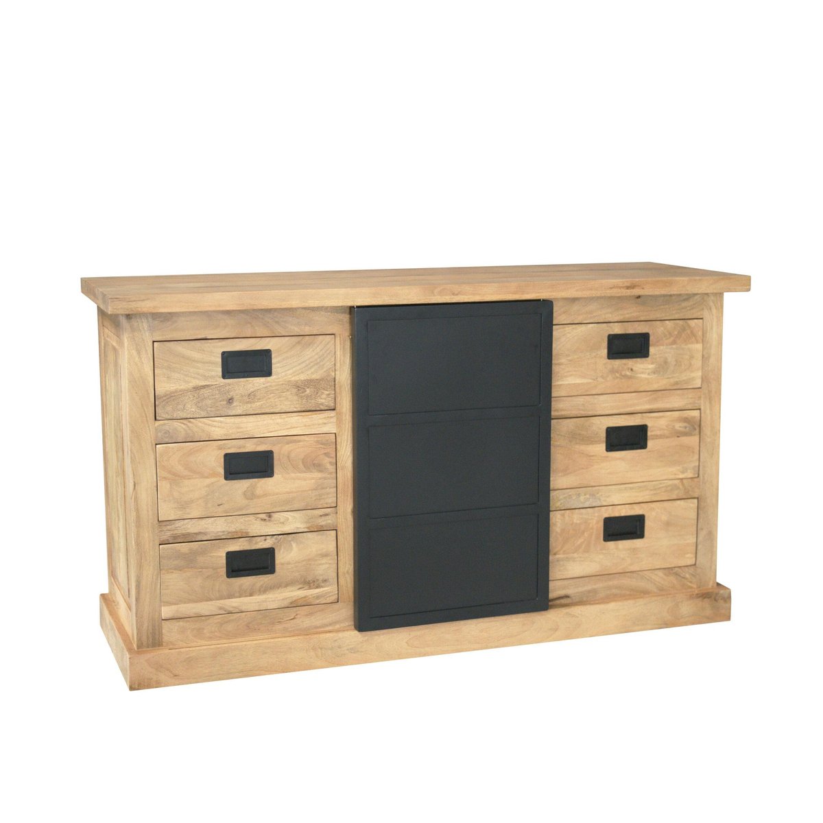 Buffet industriel moderne à porte coulissante 160 cm CEYLAN bois naturel, PIER IMPORT
