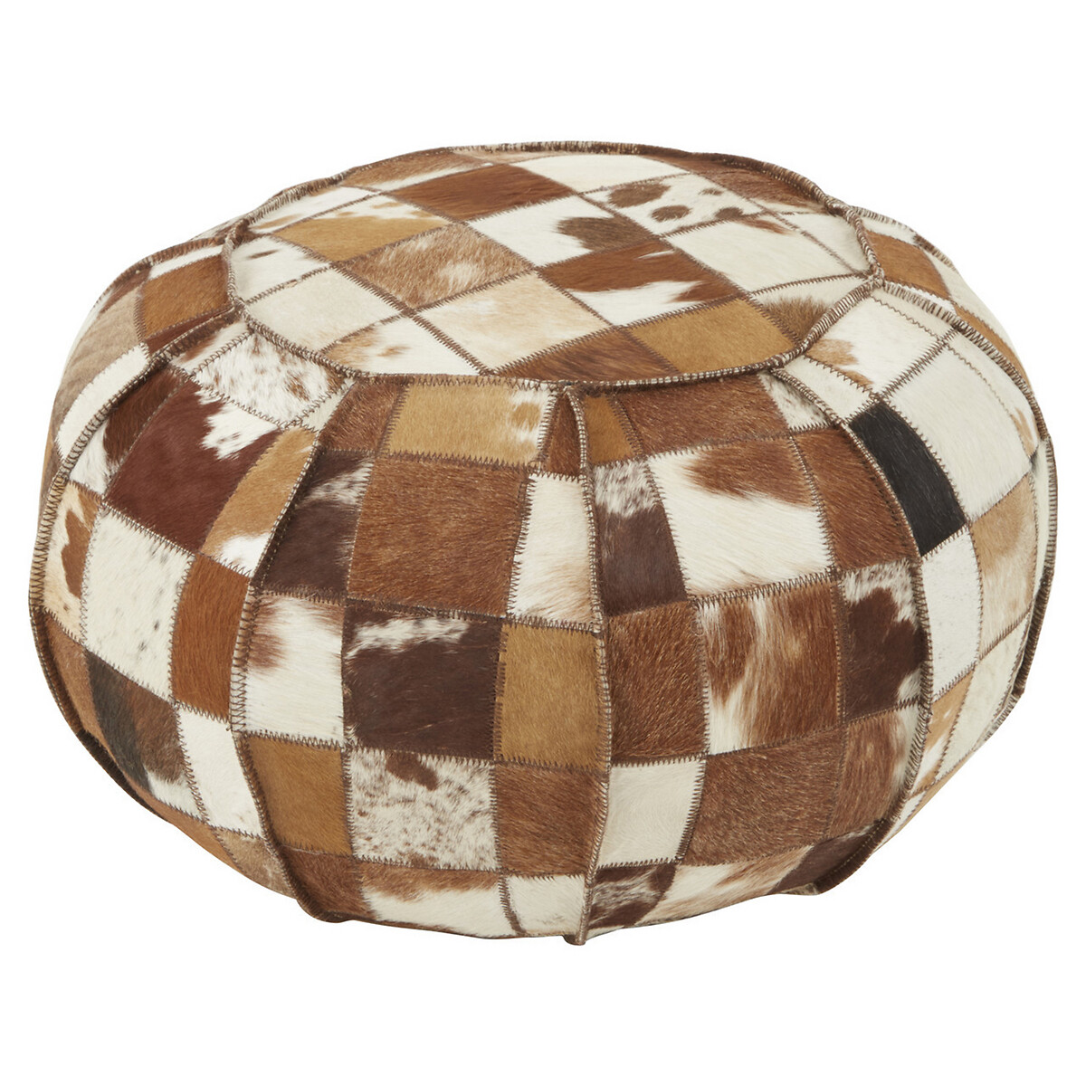 Buffalo Leather Pouffe - Multi-Coloured multi-coloured, FIFTY FIVE SOUTH