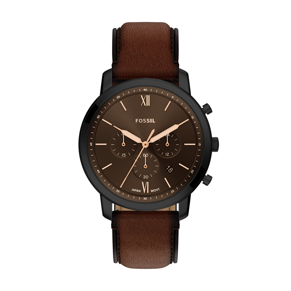Montre Analogique NEUTRA noir brun marron, FOSSIL
