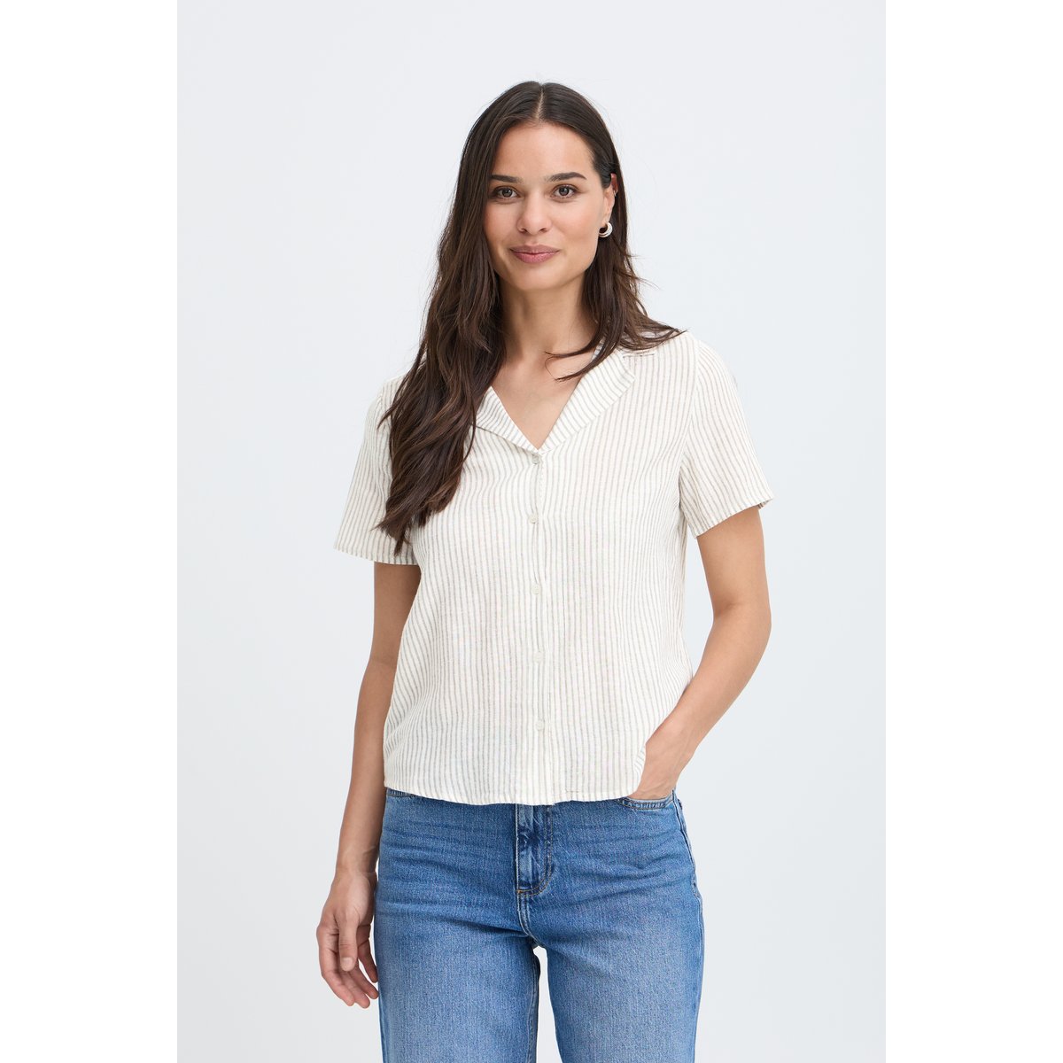 Chemise à manches courtes beige humus mix, B.YOUNG
