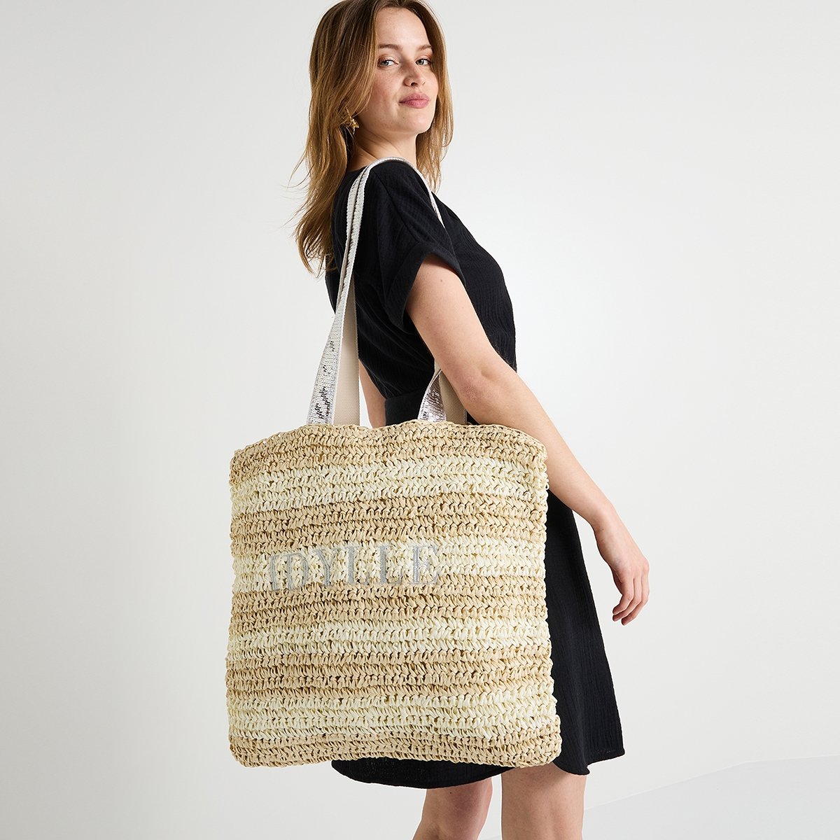Sac en paille blanc cassé ecru, GRAIN DE MALICE