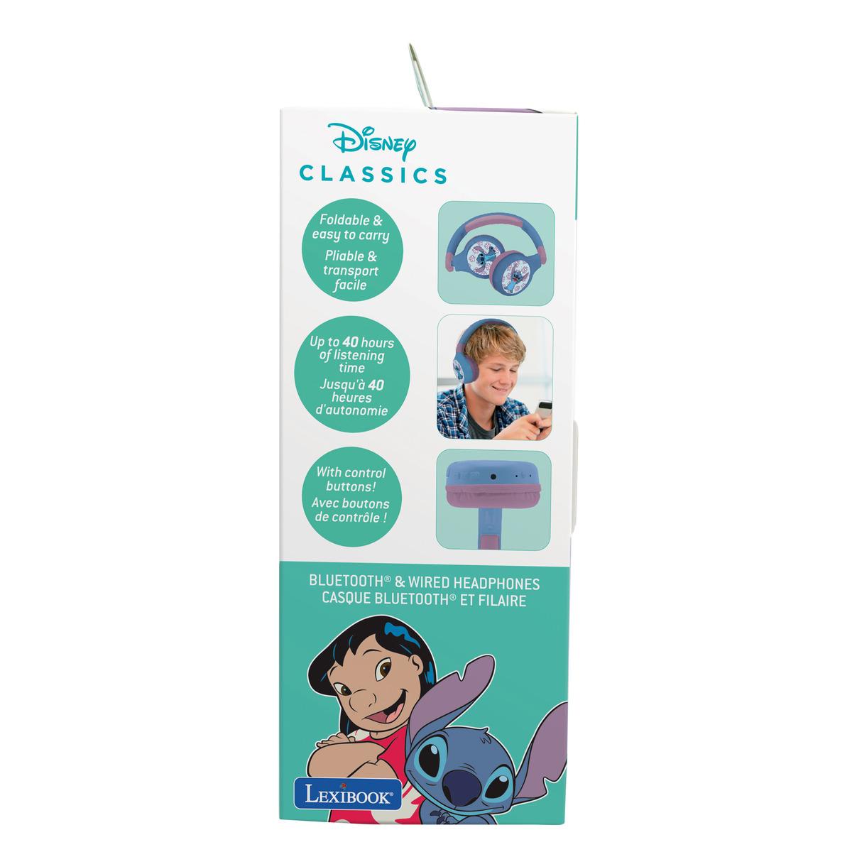 Casque 2 en 1 Bluetooth® et Filaire confortable et pliable Stitch violet, LEXIBOOK
