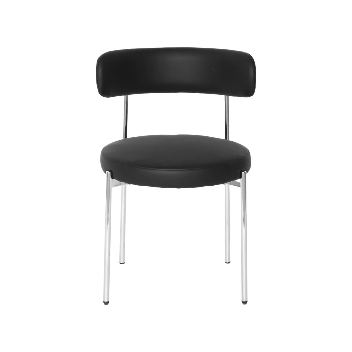 Chaise ronde vintage acier chromé et simili cuir (lot de 4) LOLA noir, SWEEEK
