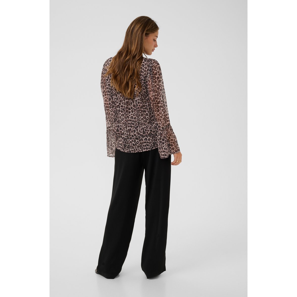 Blouse à manches longues beige animalier natrual animal spots, CREAM