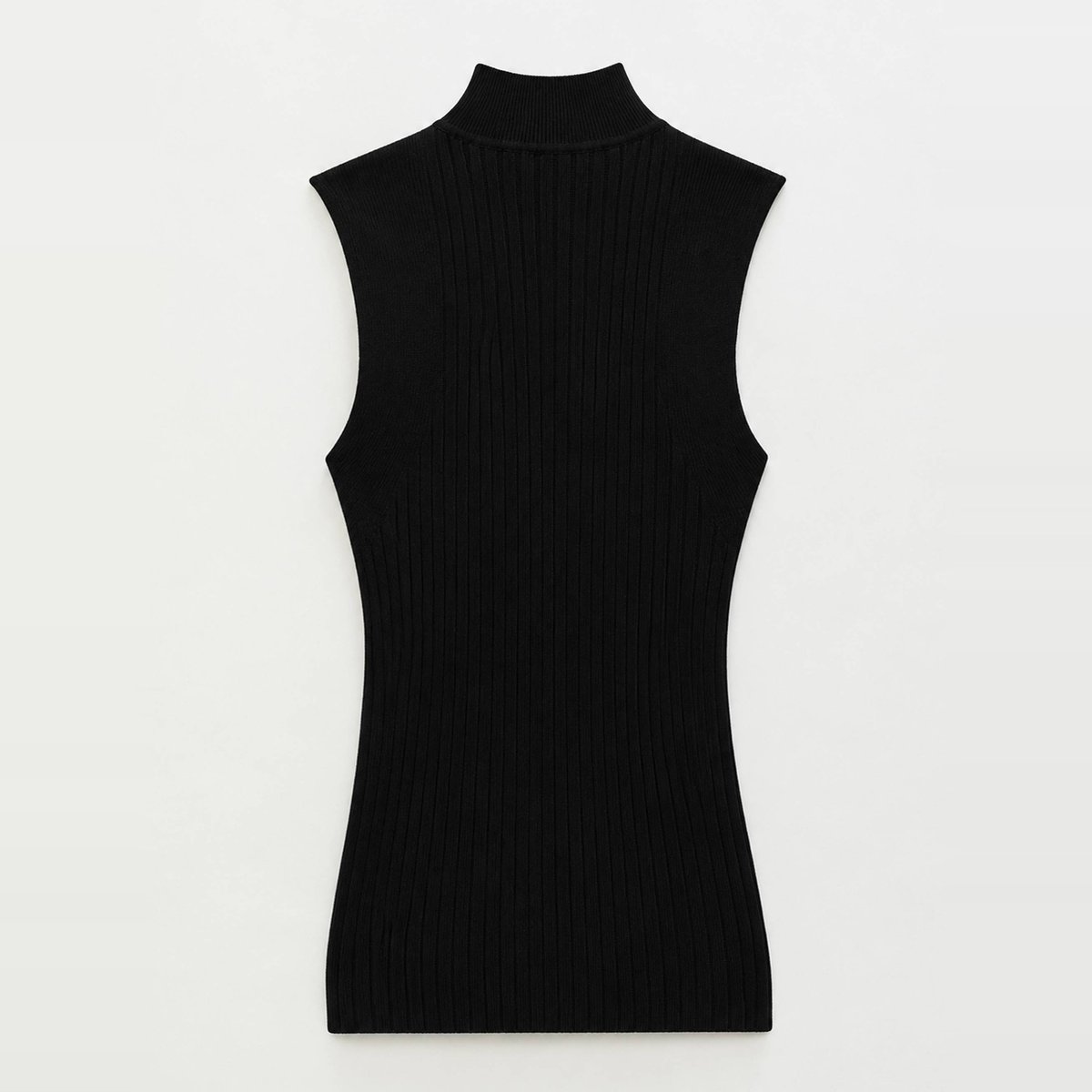 Pull sans manches à côtes uni en coton et cachemire mélangés noir, MONOPRIX