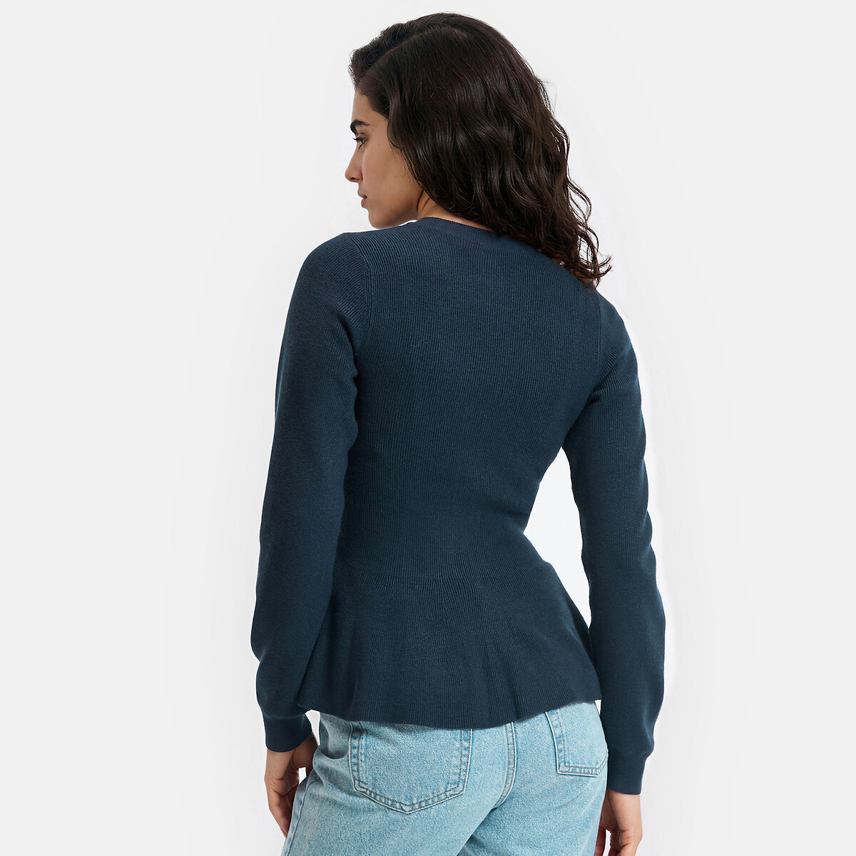 Cardigan col V, resserré à la taille bleu marine, LA REDOUTE COLLECTIONS
