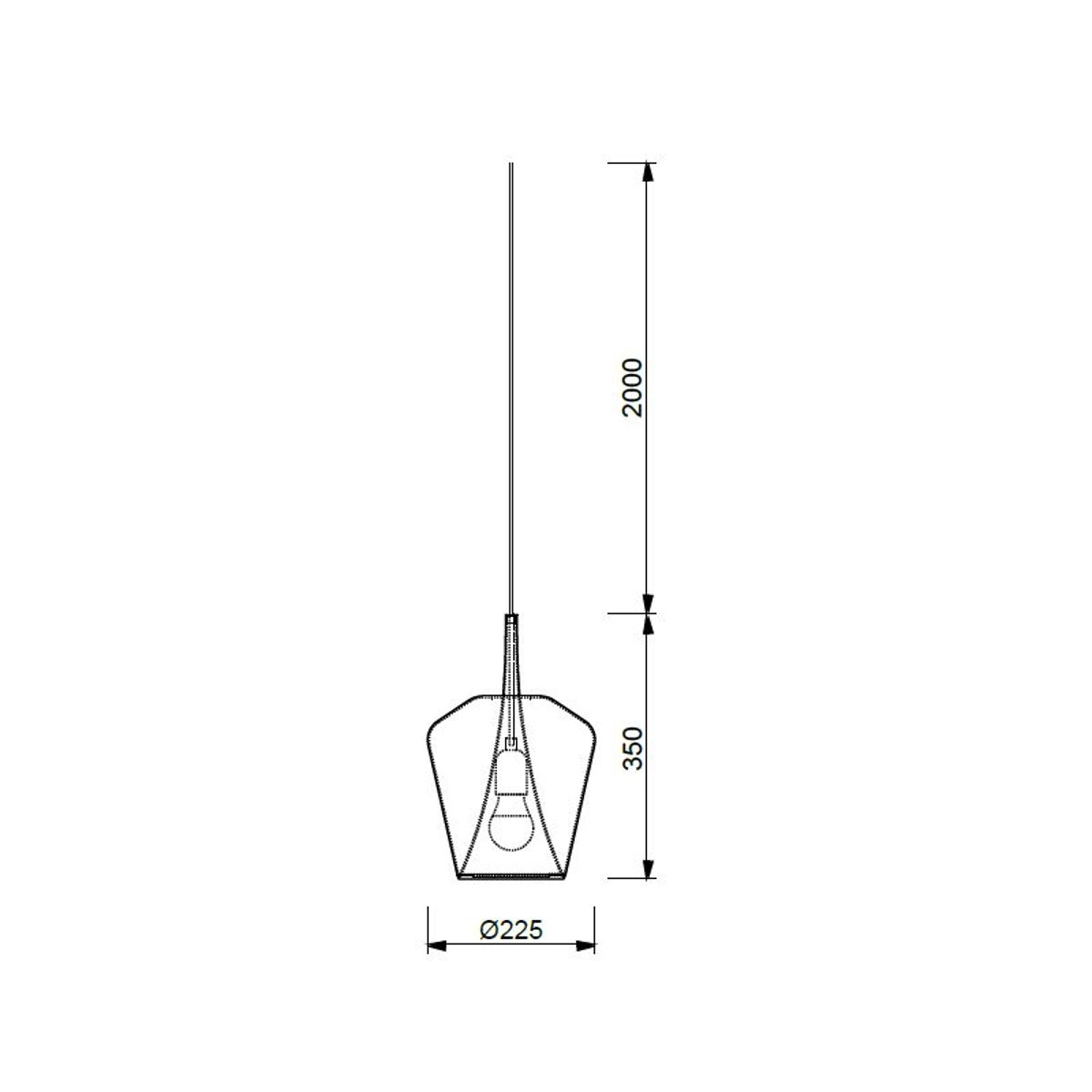 Suspension en verre design, D.22.5 , ELSA cuivre, MANTRA