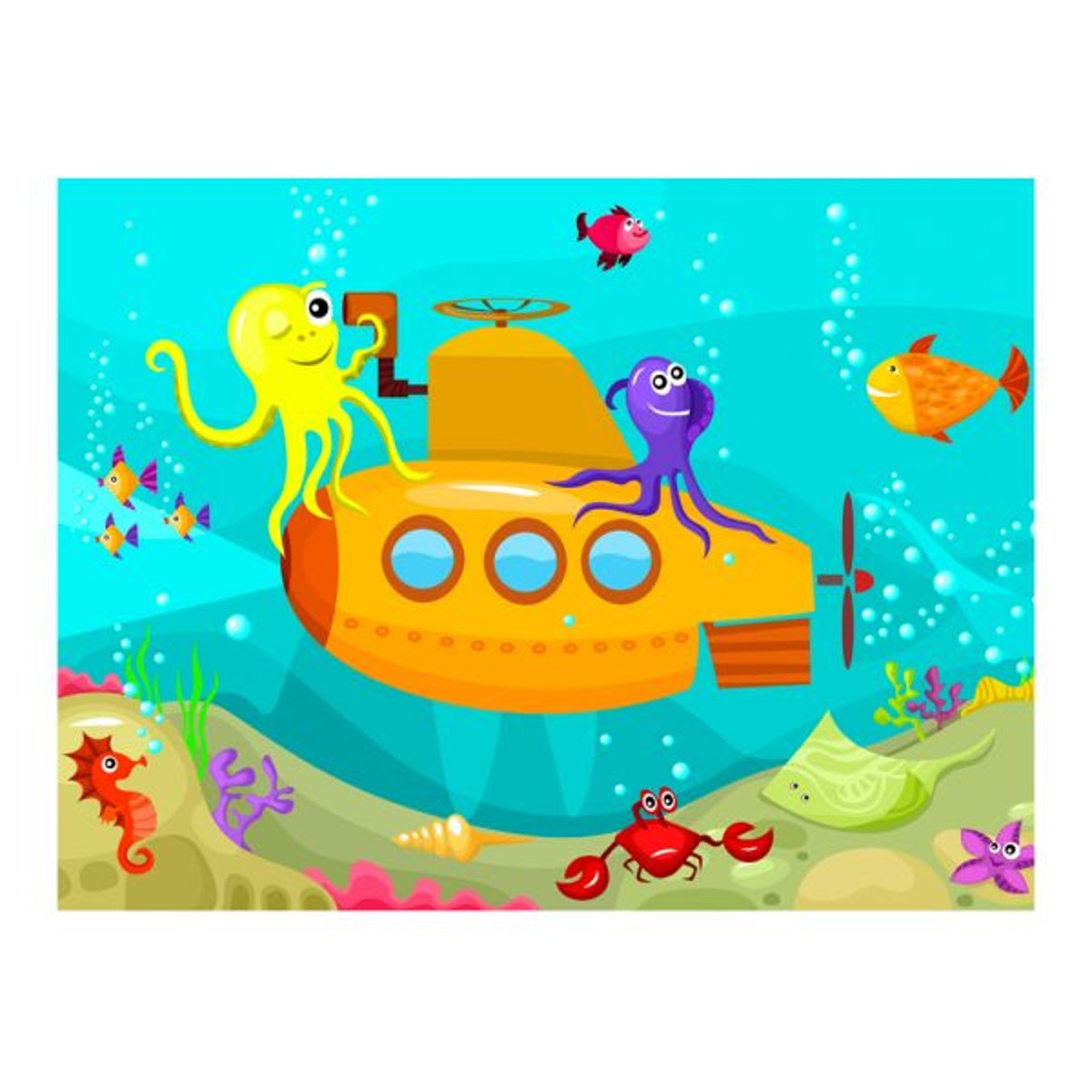 Papier peint intissé panoramique Pour enfants Sous-marin multicouleur, EDEN
