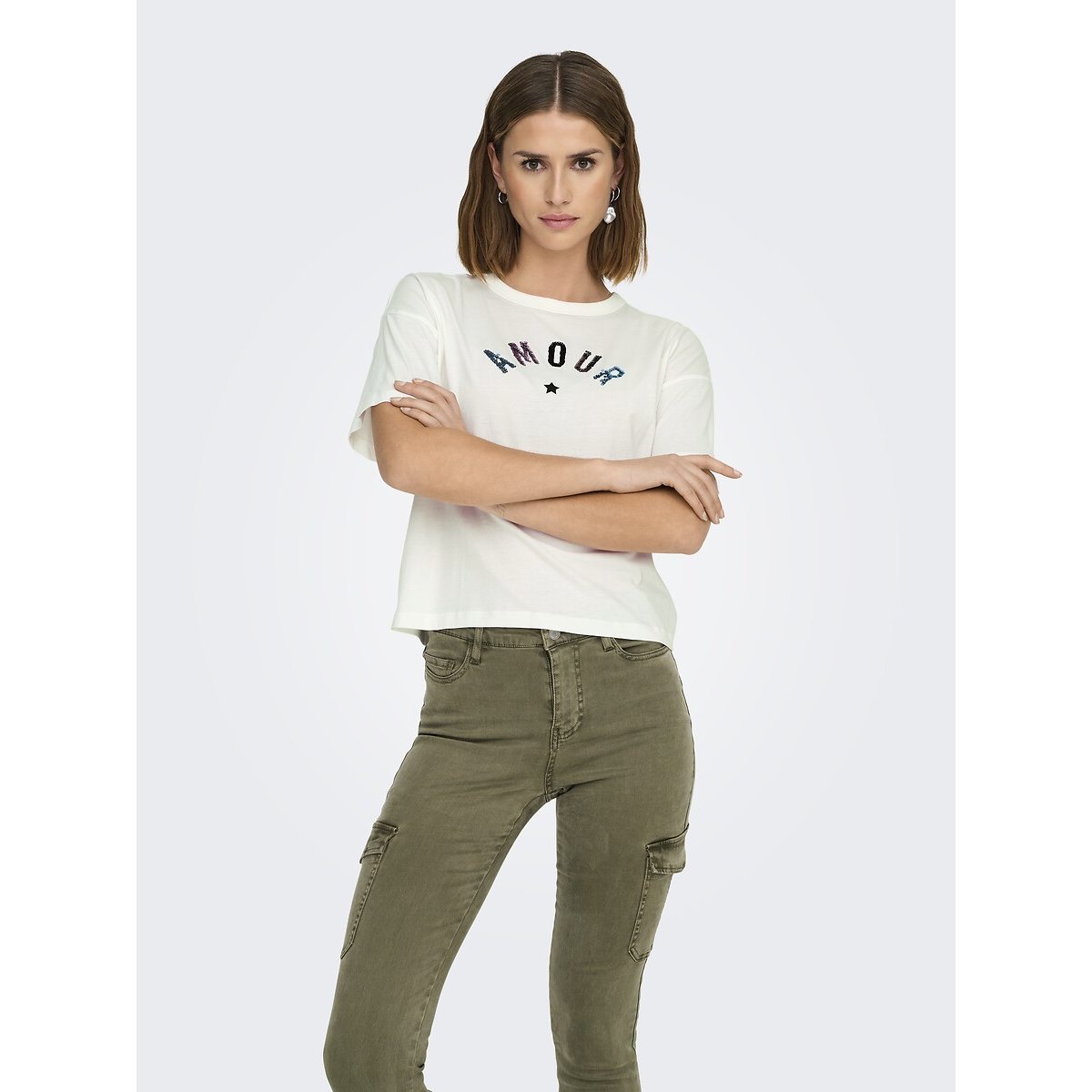 T-shirt manches courtes blanc, JDY