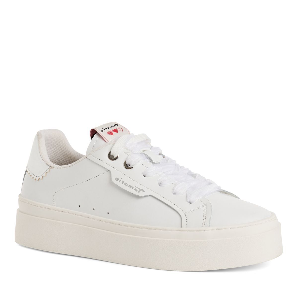 Basket à lacets blanc cuir, TAMARIS