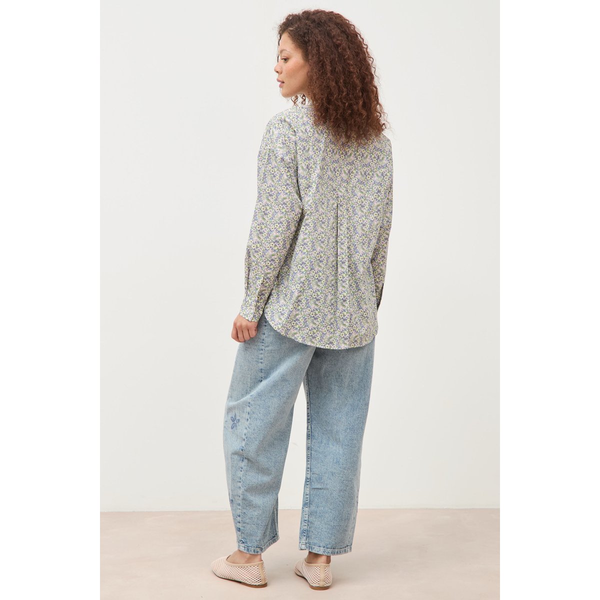 Chemise col américain manches longues jaune pastel, BONOBO