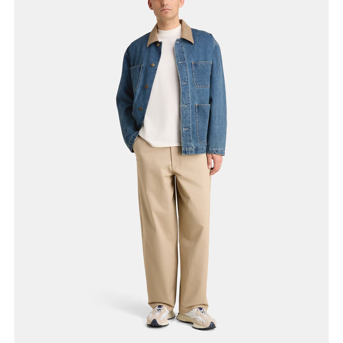 Veste droite torkim col velours coton denim bleu jean, GALERIES LAFAYETTE