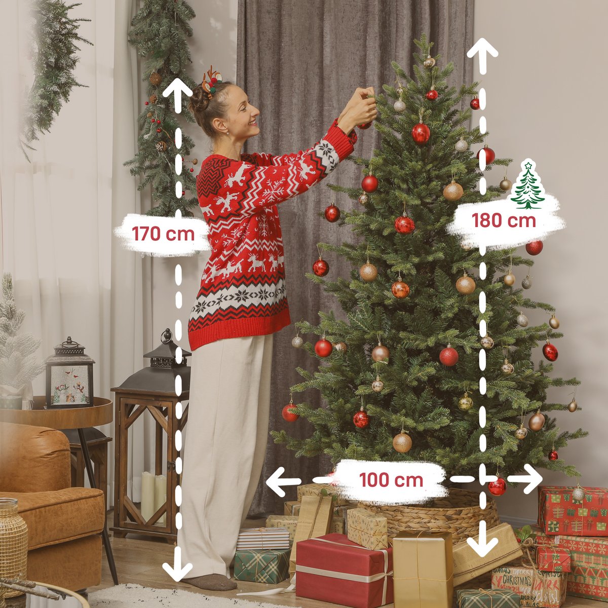 Sapin de Noël Plastique Vert vert, HOMCOM