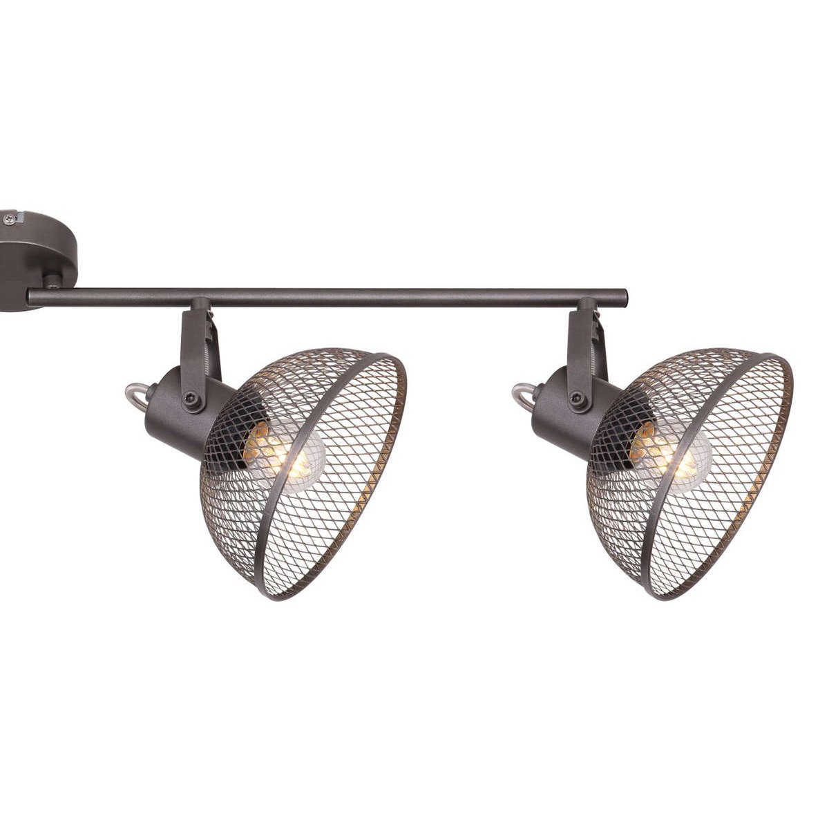Plafonnier rampe 4 lampes design vintage MONIGA gris foncé, GLOBO LIGHTING