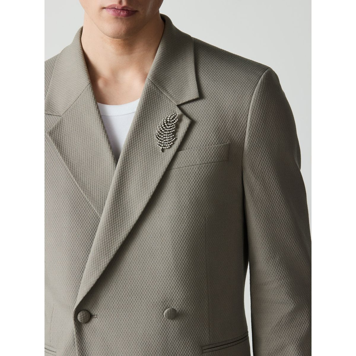 Veste de costume croisée avec broche gris, NEXT