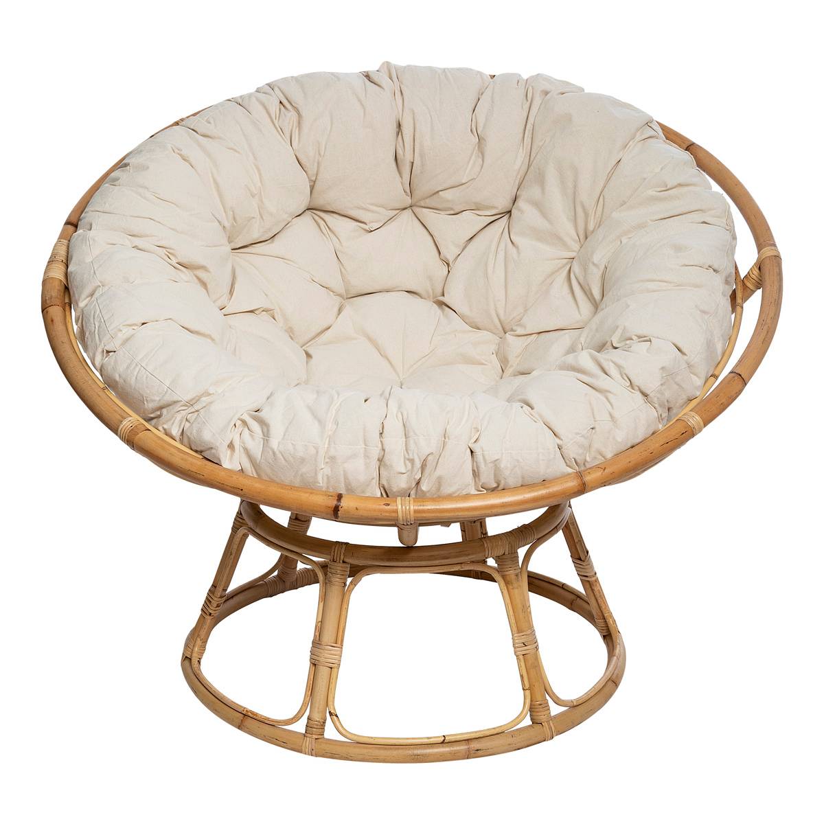 Fauteuil papasan en rotin SERAM blanc, ATMOSPHERA