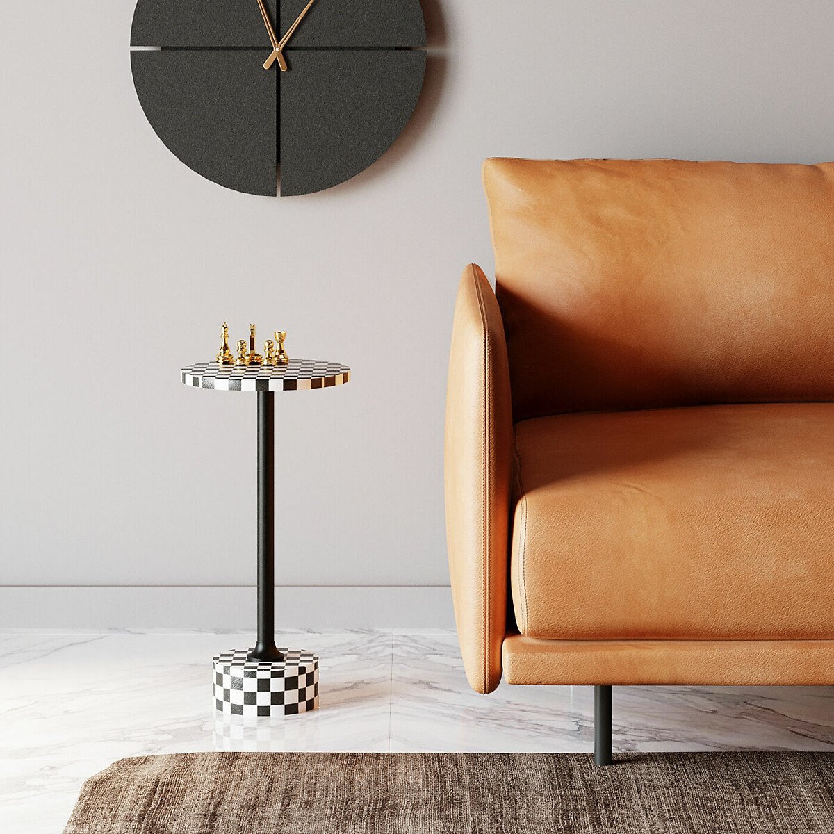 Table d appoint Domero Chess noir blanc Ø25cm noir/blanc, KARE DESIGN