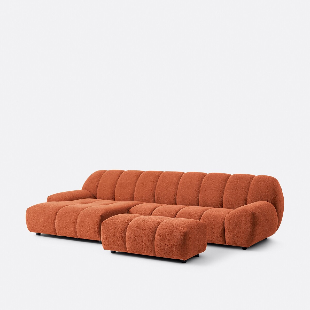 Canapé d'angle gauche, 4 places, en tissu relief, NURIA terracotta, LA REDOUTE INTERIEURS