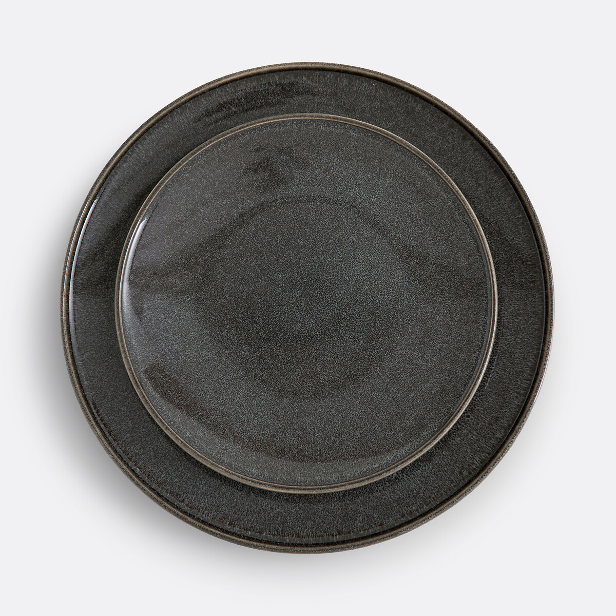 Set of 6 Onda Sandstone Plates charcoal grey, LA REDOUTE INTERIEURS