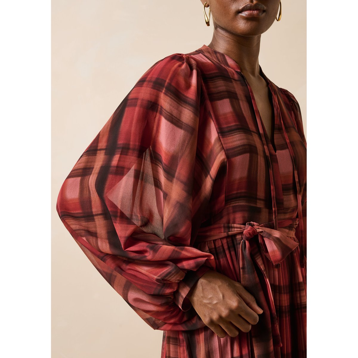Robe longue à carreaux manches longues fox, LA FEE MARABOUTEE