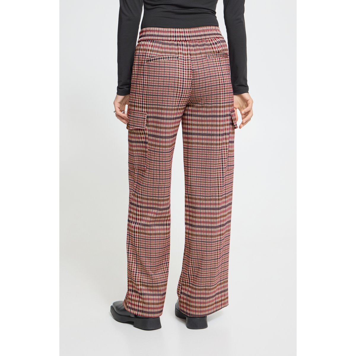 Pantalon cargo, coupe droite big check, ICHI