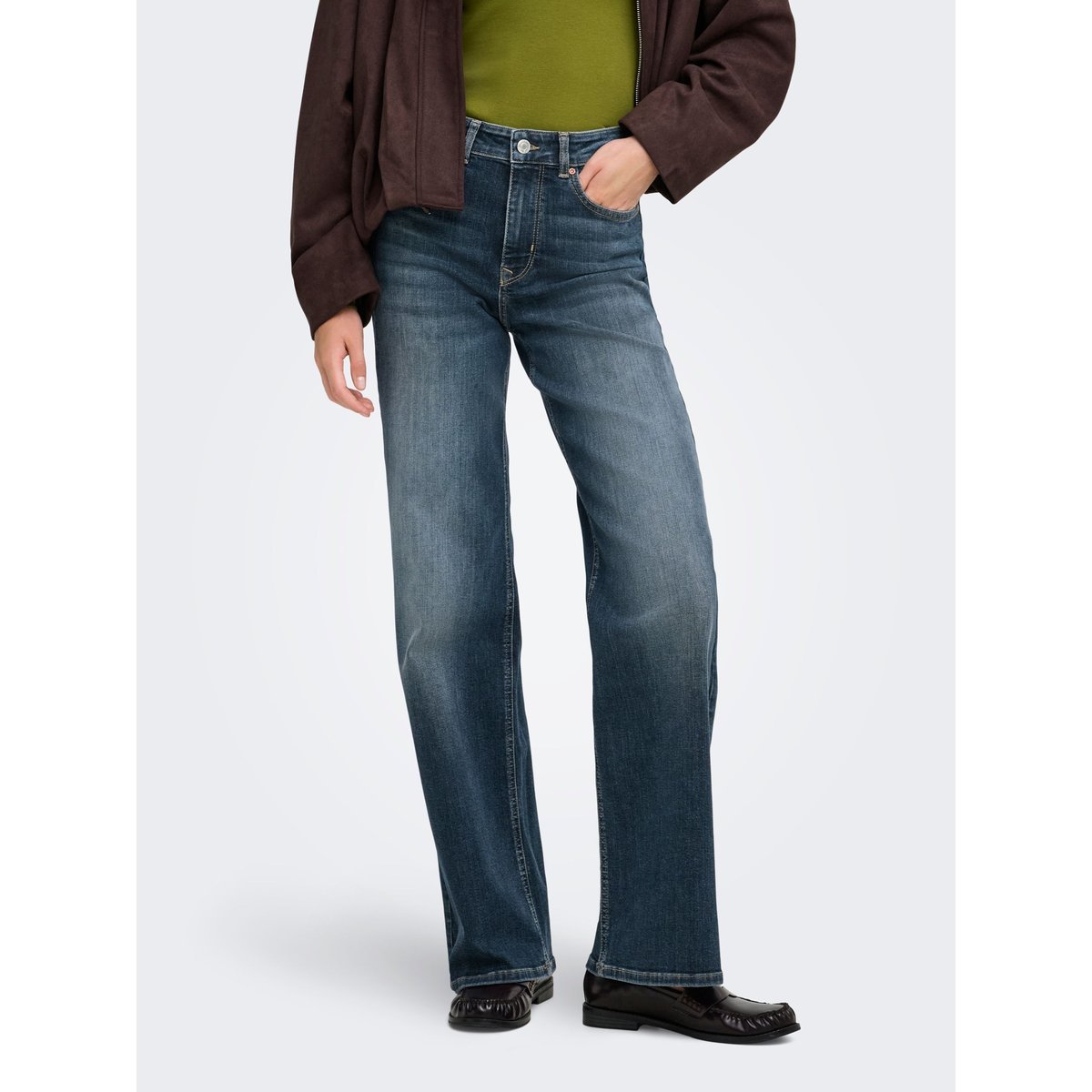 Jean À Jambe Large dark blue denim, ONLY