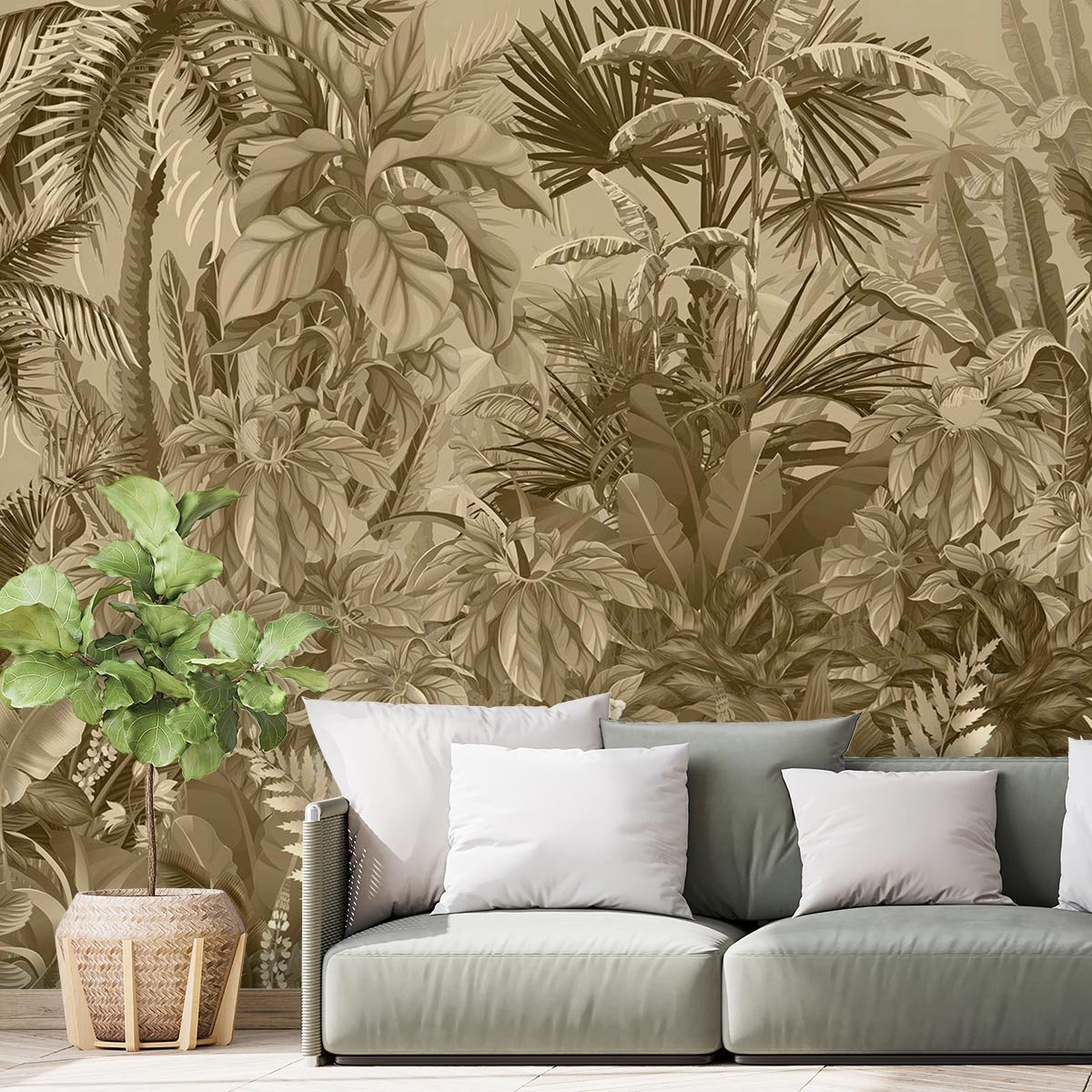 Papier peint panoramique paradis tropical intissé, HEXOA