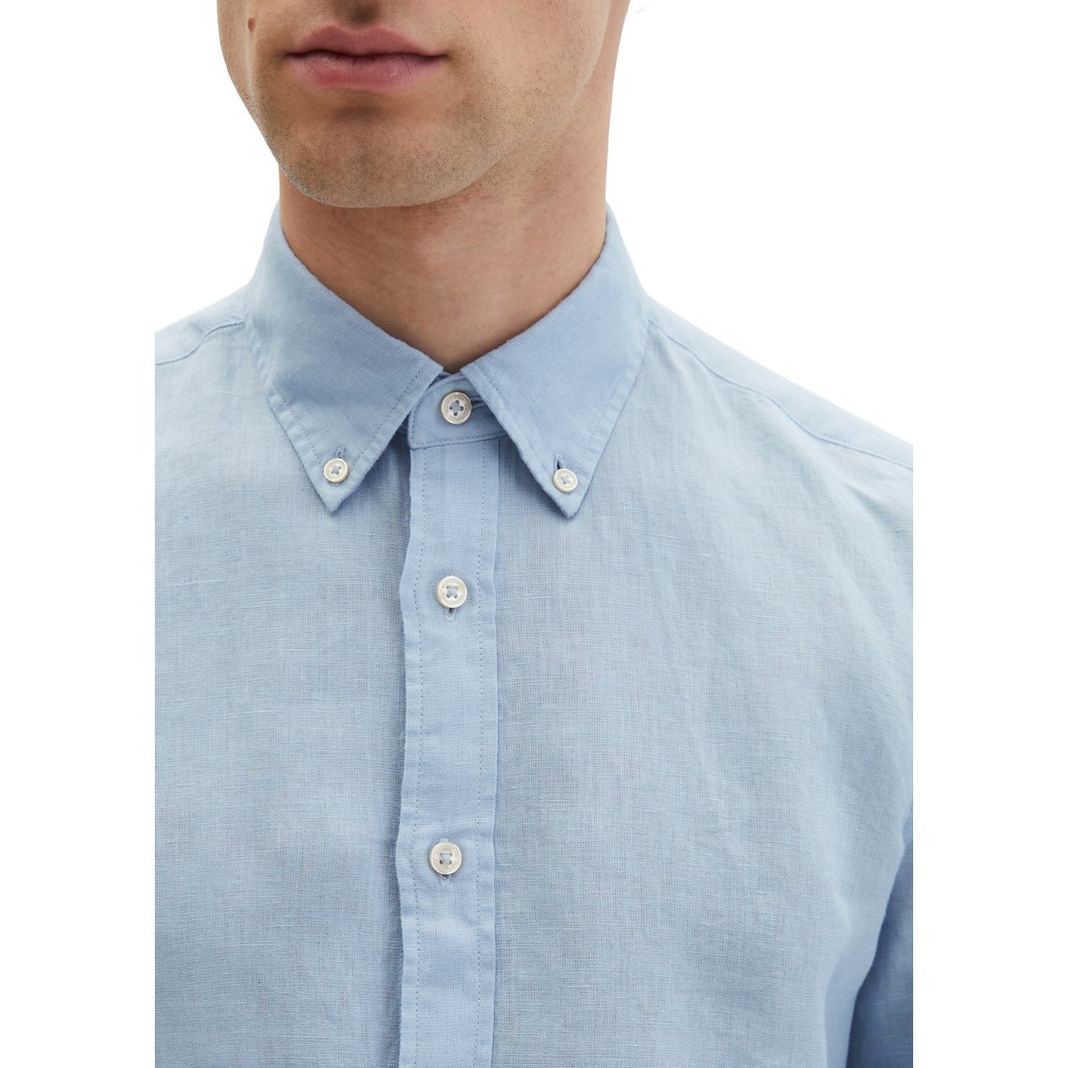Chemise à col boutonné shaped en pur lin bleu clair, MARC O'POLO