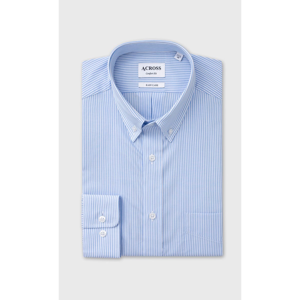 Chemise Confort fit easy care à rayures bleu ciel, ACROSS