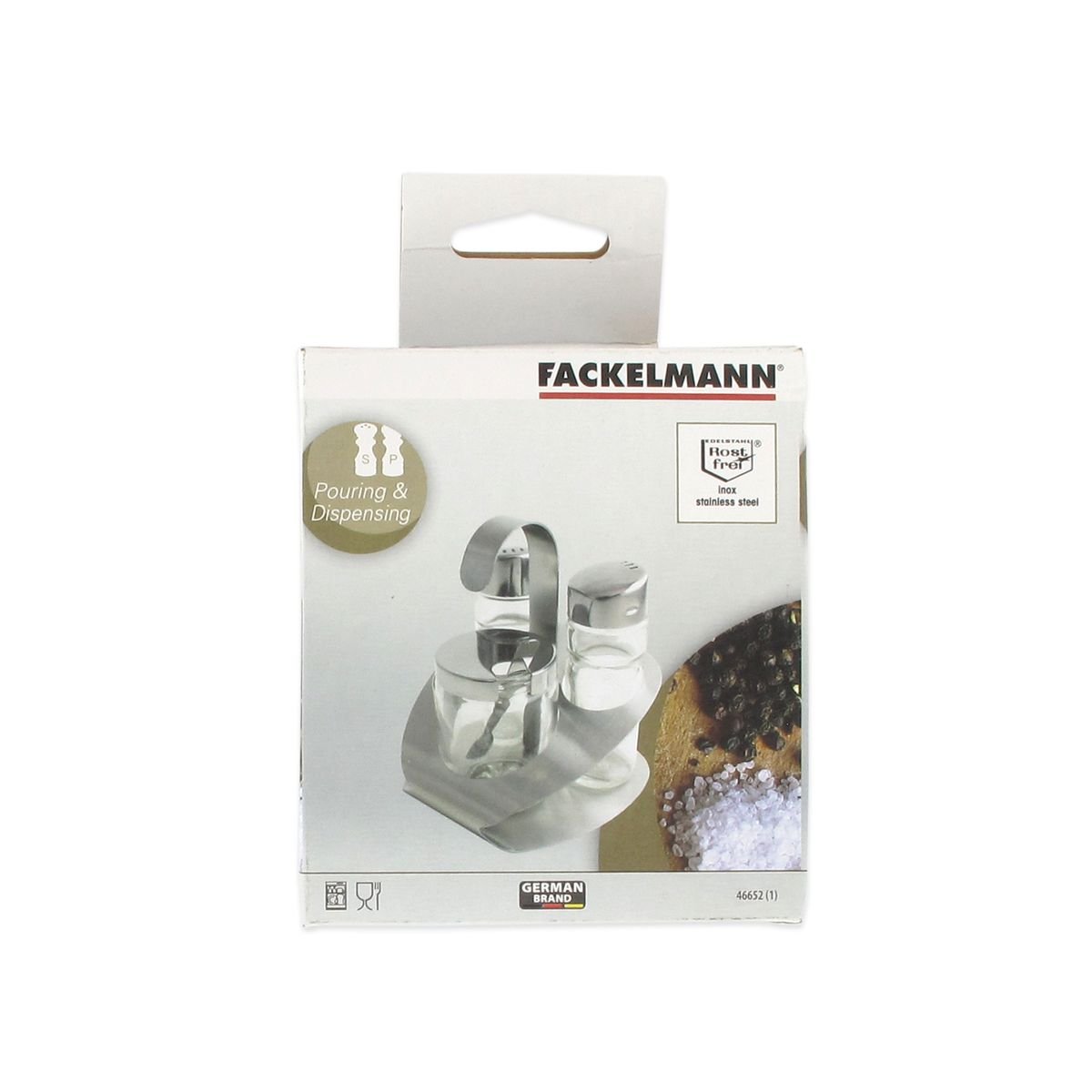 Set de 6 ustensiles de cuisine ensemble de sel et poivre BASIC inox|transparent, FACKELMANN
