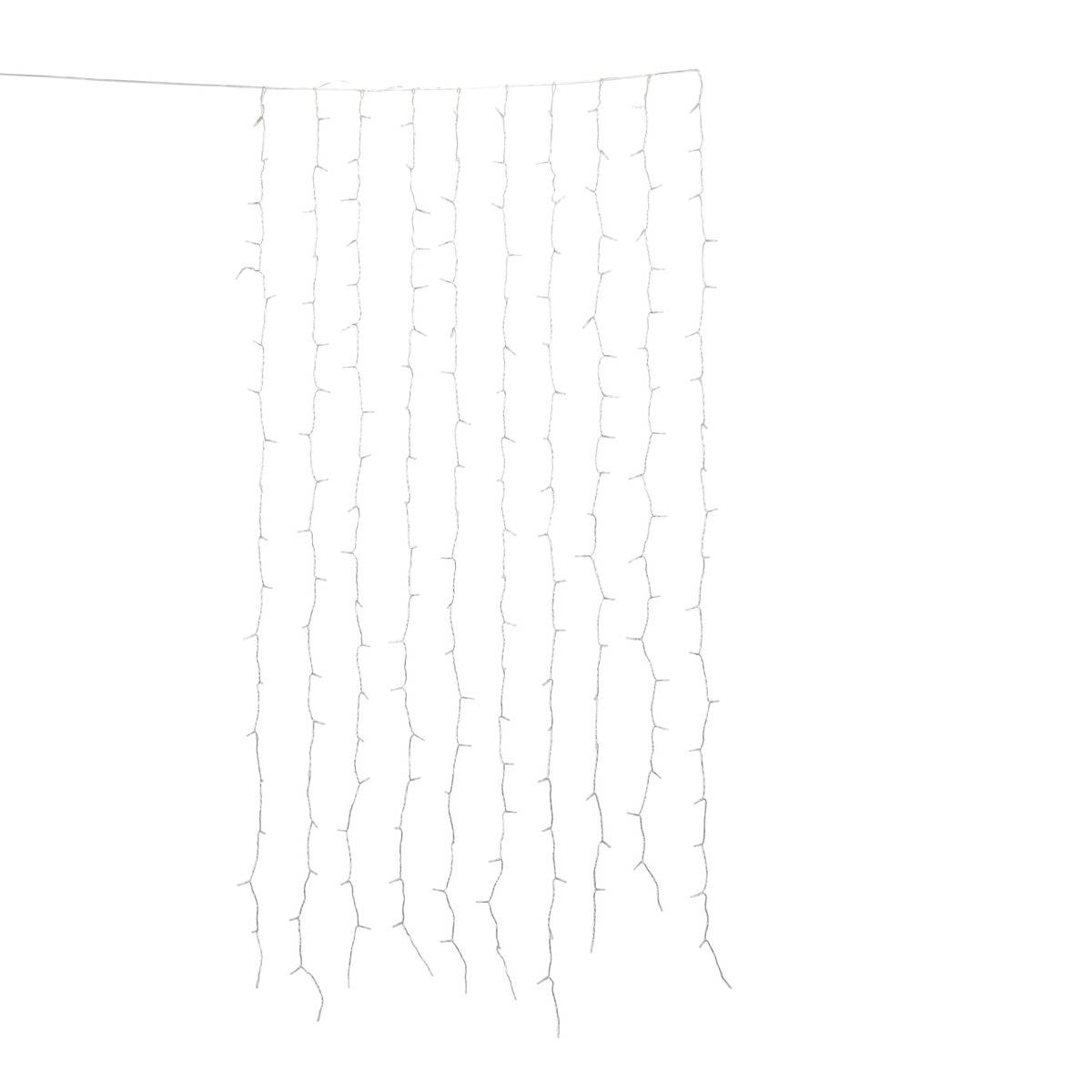 Rideau lumineux de façade d'extérieur 1 x 2 m 200 LED blanc froid avec minuteur sur secteur unique, ATMOSPHERA