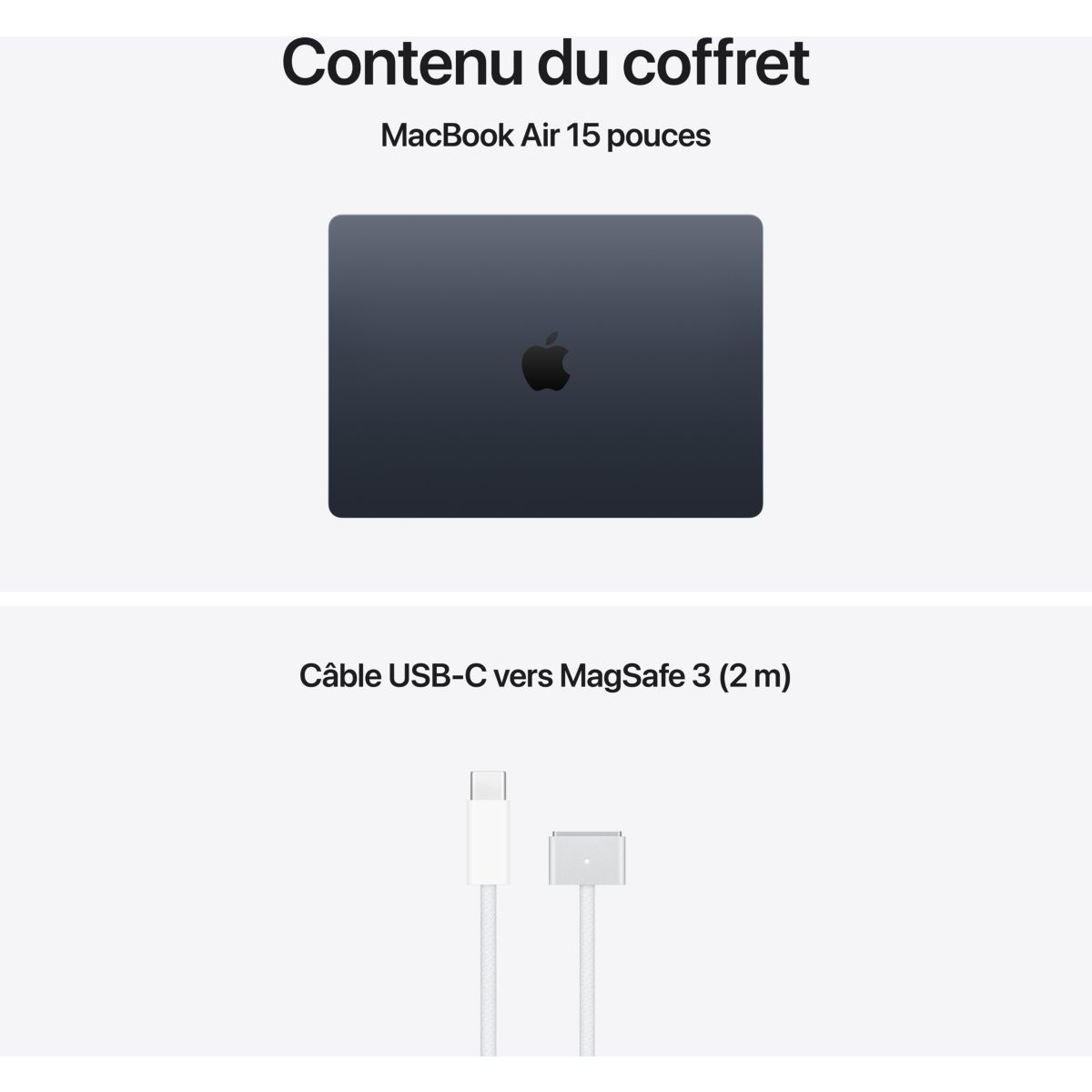 Ordinateur Apple Air 13" Puce M5 CPU 10 / GPU 10 coeurs Mémoire RAM 24Go Stockage 1To SSD Minuit couleur unique, APPLE