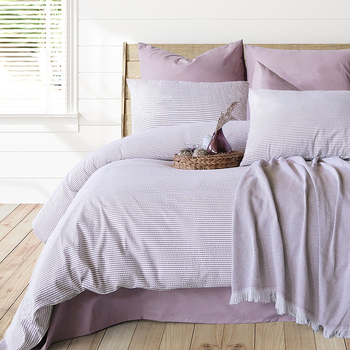 Paure de couette et tai(e) coton imprimé, maribel mauve mauve, C DESIGN HOME TEXTILE