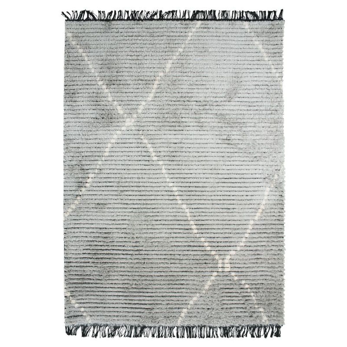 Tapis salon tout doux à lignes graphiques STEPPE LIGNES beige gris clair, THE DECO FACTORY
