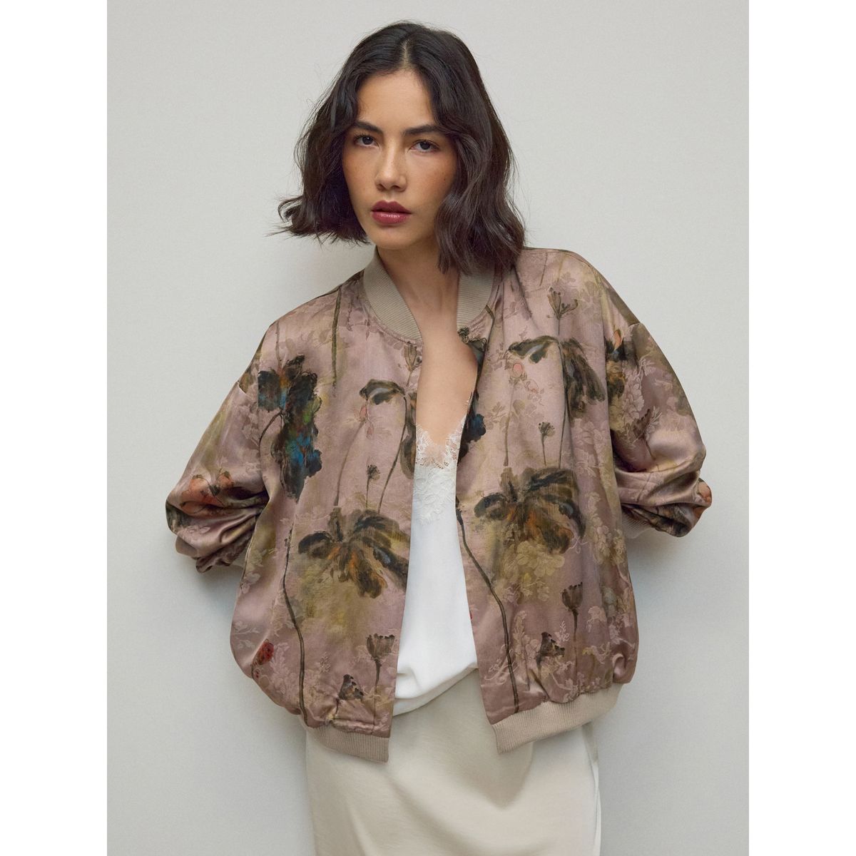 Blouson aviateur jacquard fleuri, NEXT