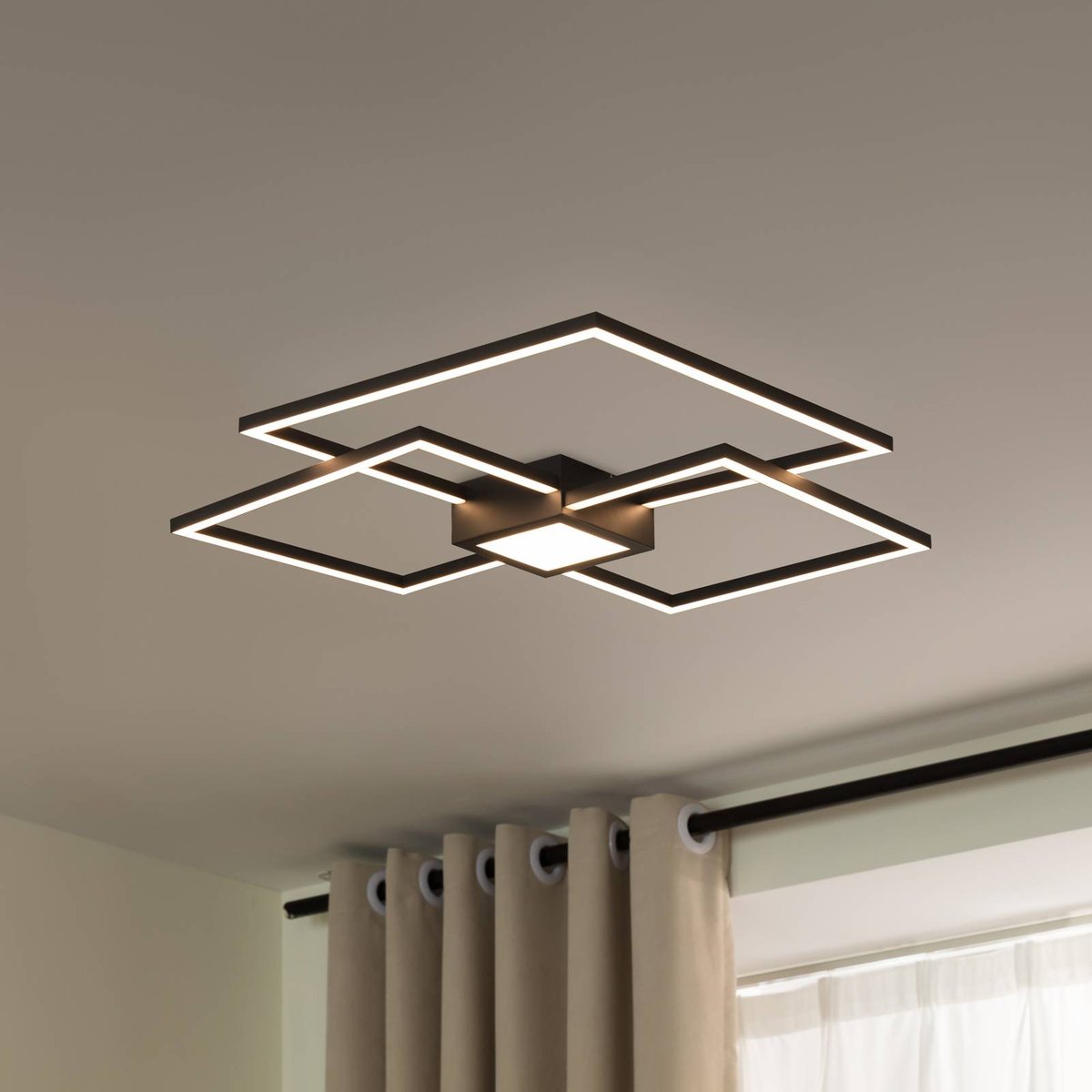 Plafonnier en aluminium moderneLED, Duetto anthracite, LINDBY