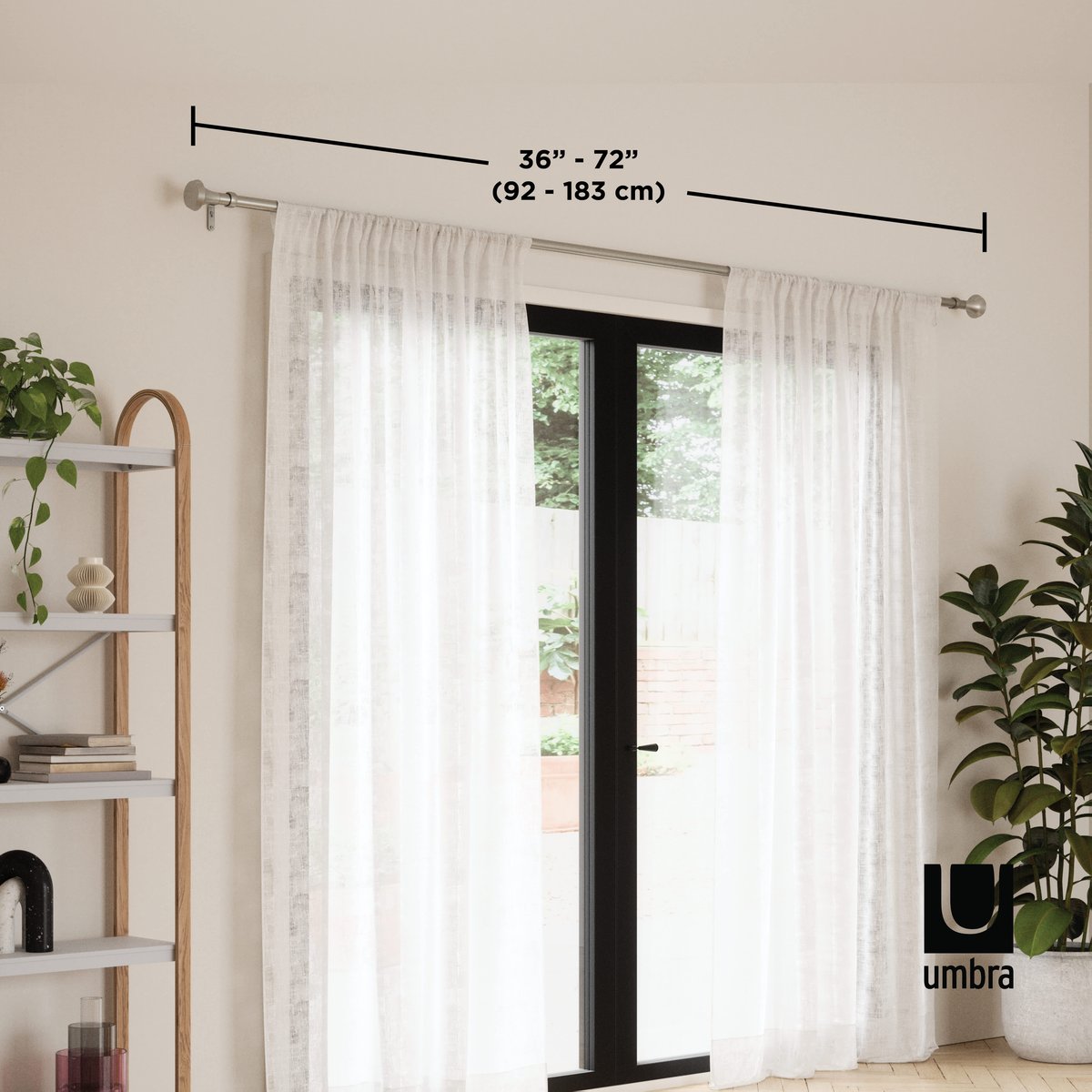 Tringle à rideaux extensible ELLA argent, UMBRA