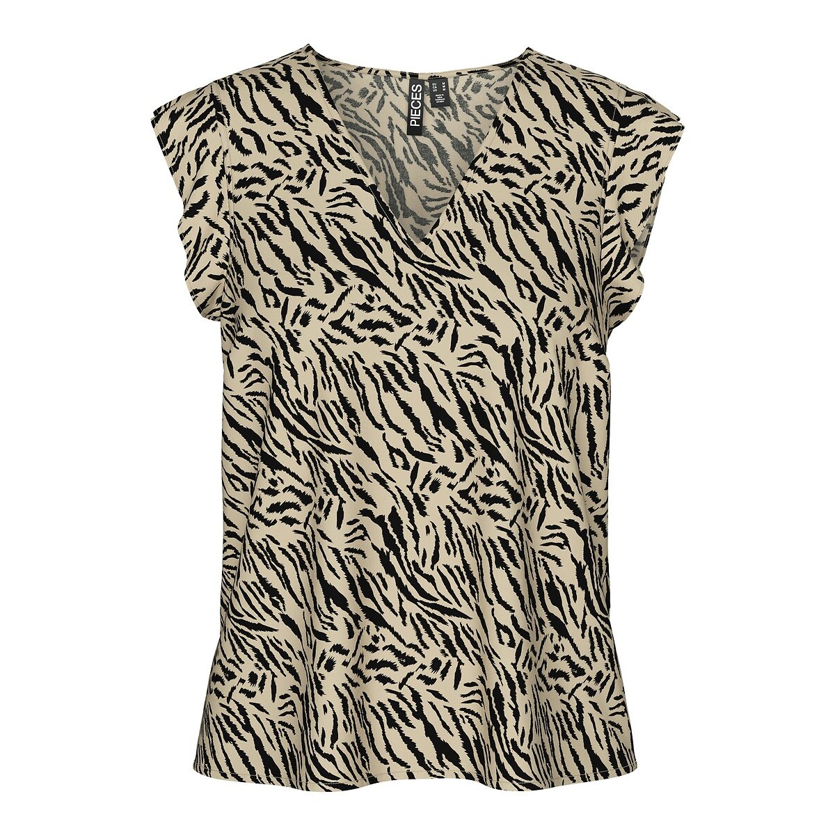 Bluse mit V-Ausschnitt und Tiermotiv, ärmellos animal-print, PIECES
