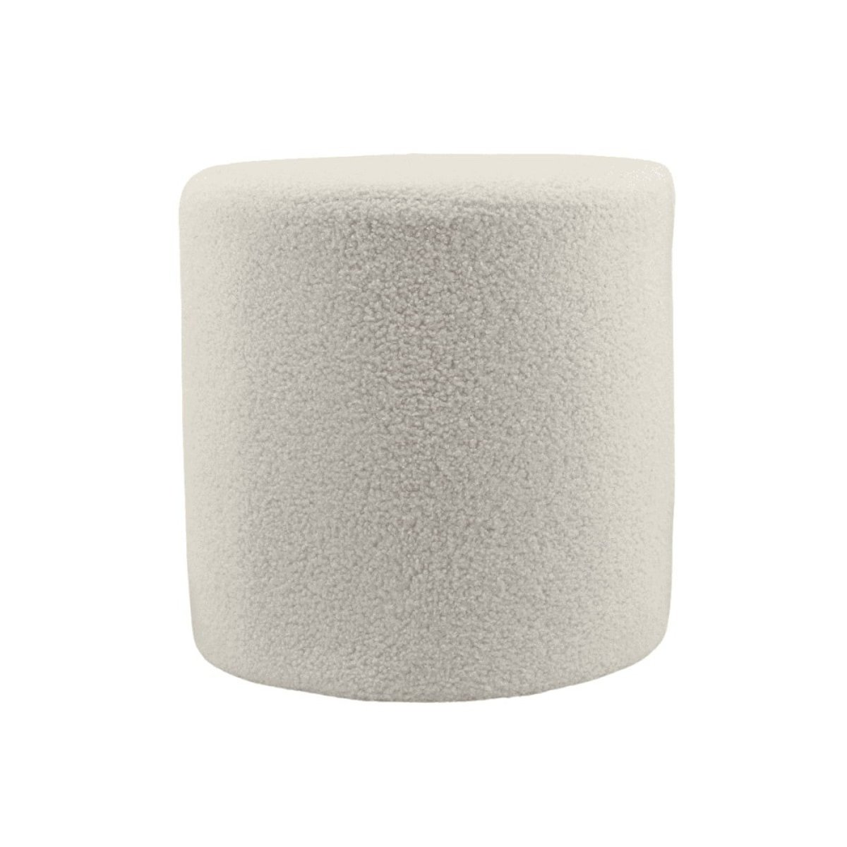 Pouf rond en tissu bouclette 33cm blanc, ORNAMI